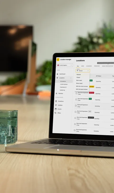Laptop showing the InPost Location Manager dashboard